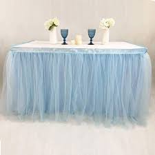 1pc light blue tulle table skirt 183cm