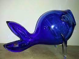 Original Blenko Blue Glass Fish Vase