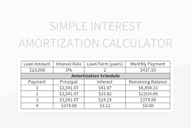 simple interest amortization calculator