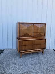 United furniture 1950s, diamond front triple dresser. Home Living Dressers Armoires Diamond Front Highboy Dresser By United