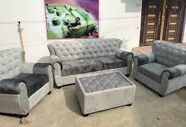grey wooden 5 seater sofa set fabric