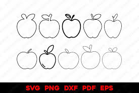 apple outlines bundle 1 svg png dxf eps pdf