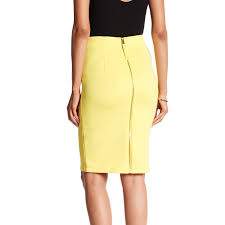 Exposed Back Zipper Slim Yellow Skirt