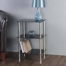 Black Glass 3 Tier Shelving Unit