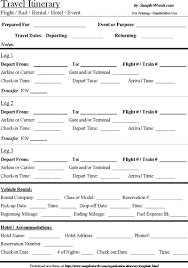 Travel Itinerary Template Download Microsoft Word Document