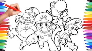 Super mario coloring page luxury photos mario luigi coloring. Super Mario Coloring Pages For Kids How To Draw Super Mario Luigi And Yoshi Learning Video Youtube