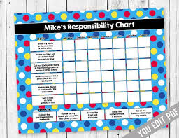 Chore Chart For Kids Reward Chart Responsibility Chart Allowance Chore Chart Behavior Chart Kids Chore Chart Printable You Edit Pdf