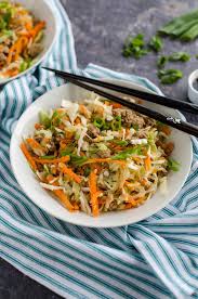 egg roll in a bowl with ground turkey