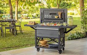 Graphite Patio Cooler And Beverage Cart