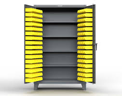 bin storage cabinet with 4 shelves