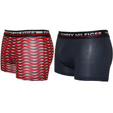 2 Pack Logo Stripe Waistband Boxer Trunks Red Navy