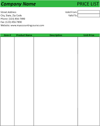 Price List Template Sample Form Free Download Pdf Excel Word