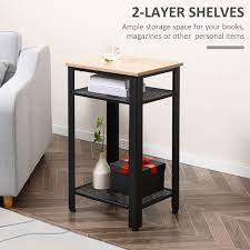 Homcom Modern Side Table With 2 Tier