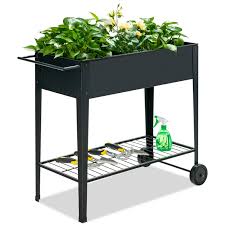 Elevated Planter Box On Wheels With Non