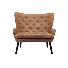anbazar coffee accent sofa chair bedroom high back chair tufted upholstered armchair living room leisure chair wood leg brown