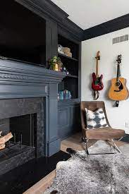 Black Dentil Fireplace Mantle Design Ideas