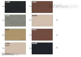 Sample Chart Upholstery Colors Leather Bmw 5 F07 Gt