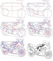 Как нарисовать мотоцикл поэтапно