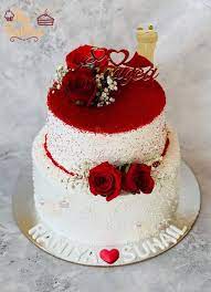 Two Tier Red Velvet Cake Design gambar png