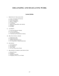 Organizing And Delegating Work Lecture Outline I