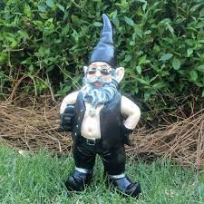 Homestyles Biker Dude Babe The 8 5 Inchh Biker Gnomes In Leather Motorcycle Riding Gear Home Garden Figurine Size Small