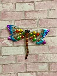 Metal Wall Decor Colourful Dragonfly