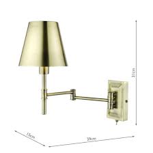 64965 003 Antique Brass Swing Arm Wall Lamp
