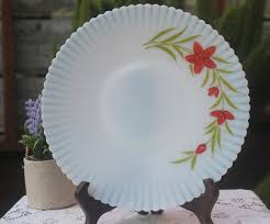 Vintage Milk Glass Plate Hand Painted