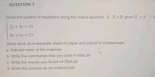Equations Using The Matrix Equation