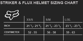 Fox Helmet Size Chart Cm