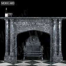Black Stone Column Fireplace Mantel