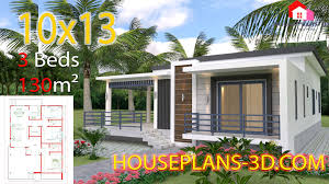House Design 10x13 With 3 Bedrooms Terrace Roof In 2019
