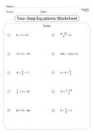 Two Step Equations Worksheets Math Monks