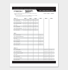 8 printable p90x schedule templates
