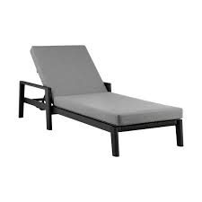 Armen Living Grand Outdoor Patio Adjustable Chaise Lounge Chair In Aluminum With Grey Cushions