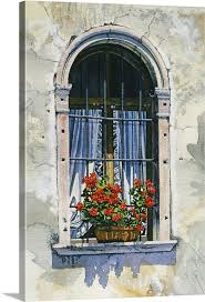 Arched Window With Geraniums Vincenza