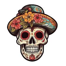 mexican day of the dead retro skull
