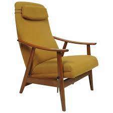 Classic modern danish design, leather with wood base in excellent condition. Danish Modern High Back Teak Rocker Recliner Chair By Arnt Lande Two Available For Sale At 1stdibs