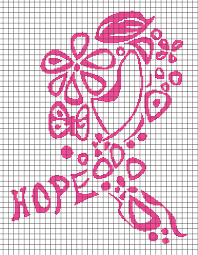 Breast Cancer Ribbon Hope Chart Graph And Row By Row Written Crochet Instructions 04