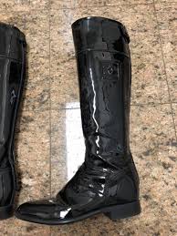 chanel cc black patent leather tall