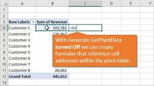 how to turn off getpivotdata formulas