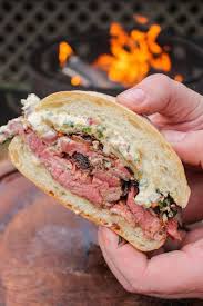 chimichurri steak sandwich over the