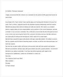 7 Teacher Reference Letters Free Samples Examples Format