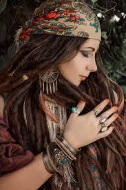 gypsy style woman outdoors stock foto