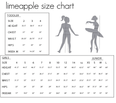 Limeapple Girls Clothing Size Chart Tweens Girls And