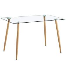 Tempered Glass Top 4 Legs Dining Table
