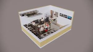 restaurants kitchen plan and 3d design