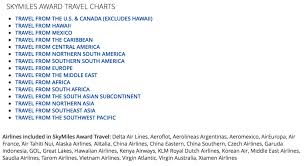 worldwide skymiles award charts