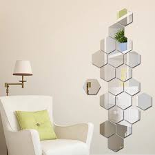6x acrylic hexagon wall decor mirror