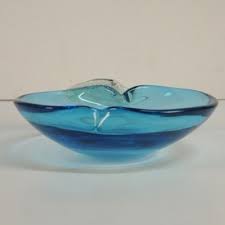 italian blue murano glass bowl 1950s